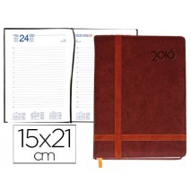 AGENDA ENCUADERNADA LIDERPAPEL EYION 15X21 CM 2016 DIA PAGINA COLOR MARRON PAPEL 70 GR