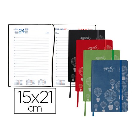 AGENDA ENCUADERNADA LIDERPAPEL EFIRA A5 2016 DIA PAGINA COLORES SURTIDOS
