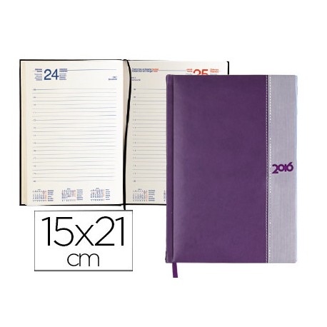 AGENDA ENCUADERNADA LIDERPAPEL CHATZI 15X21 CM 2016 DIA PAGINA COLOR VIOLETA PAPEL 70 GRS