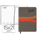 AGENDA ENCUADERNADA LIDERPAPEL HYDRA 15X21 CM 2016 DIA PAGINA COLOR GRIS PAPEL 70 GRS