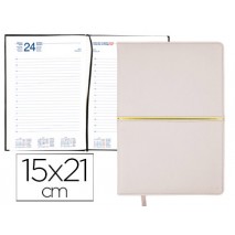 AGENDA ENCUADERNADA LIDERPAPEL NISIROS 15X21 CM 2016 DIA PAGINA COLOR BLANCO Y ORO PAPEL 70 GRS