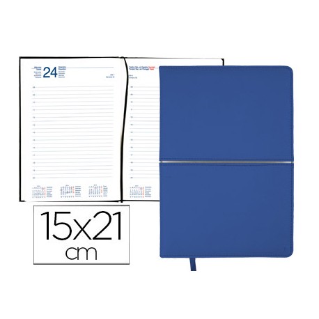 AGENDA ENCUADERNADA LIDERPAPEL NISIROS 15X21 CM 2016 DIA PAGINA COLOR AZUL Y PLATA PAPEL 70 GRS