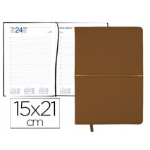 AGENDA ENCUADERNADA LIDERPAPEL NISIROS 15X21 CM 2016 DIA PAGINA COLOR MARRON OSCURO Y MARRON CLARO P