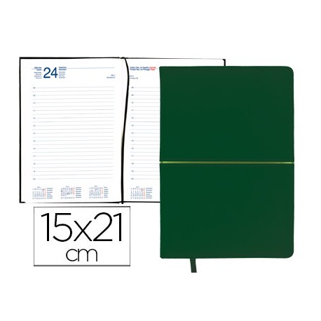AGENDA ENCUADERNADA LIDERPAPEL NISIROS 15X21 CM 2016 DIA PAGINA COLOR VERDE BILLAR Y VERDE CLARO PAP