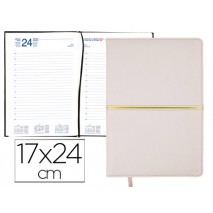 AGENDA ENCUADERNADA LIDERPAPEL NISIROS 17X24 CM 2016 DIA PAGINA COLOR BLANCO Y ORO PAPEL 70 GRS