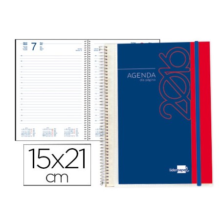 AGENDA ESPIRAL LIDERPAPEL TINOS DIN-A5 2016 DIA PAGINA PORTADA POLIPROPILENO PERSONALIZABLE