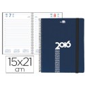 AGENDA DE ESPIRAL LIDERPAPEL OLBIA 15X21 CM 2016 DIA PAGINA TAPA POLIPROPILENO METALIZADO AZUL PAPEL