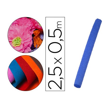 PAPEL CRESPON LIDERPAPEL FLORISTERIA 50 CM X 2,5 M 85G/M2 AZUL