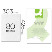 BOLSA DE PLASTIFICAR Q-CONNECT -303 X 426 MM 80 MC DIN A3 MATE