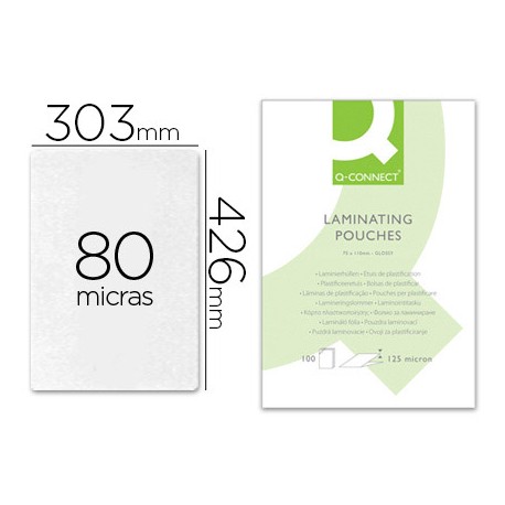 BOLSA DE PLASTIFICAR Q-CONNECT -303 X 426 MM 80 MC DIN A3 MATE