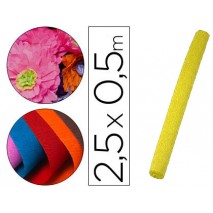 PAPEL CRESPON LIDERPAPEL 50 CM X 2,5 M 34G/M2 AMARILLO FLUORESCENTE