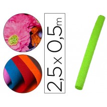 PAPEL CRESPON LIDERPAPEL 50 CM X 2,5 M 34G/M2 VERDE FLUORESCENTE