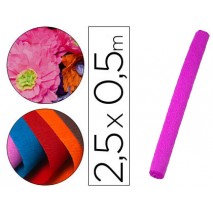 PAPEL CRESPON LIDERPAPEL 50 CM X 2,5 M 34G/M2 ROSA FLUORESCENTE