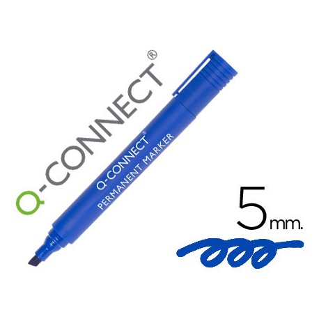 ROTULADOR Q-CONNECT MARCADOR PERMANENTE AZUL PUNTA BISELADA 5.0 MM
