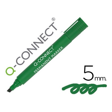 ROTULADOR Q-CONNECT MARCADOR PERMANENTE VERDE PUNTA BISELADA 5.0 MM