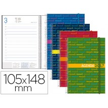 AGENDA DE ESPIRAL LIDERPAPEL SANTORINI 10,5X14,8 CM 2017 DIA PAGINA COLORES SURTIDOS PAPEL 60G