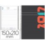 AGENDA DE ESPIRAL LIDERPAPEL SYROS 15X21 CM 2017 DIA PAGINA SIMPLE ESPIRAL COLOR NEGRO