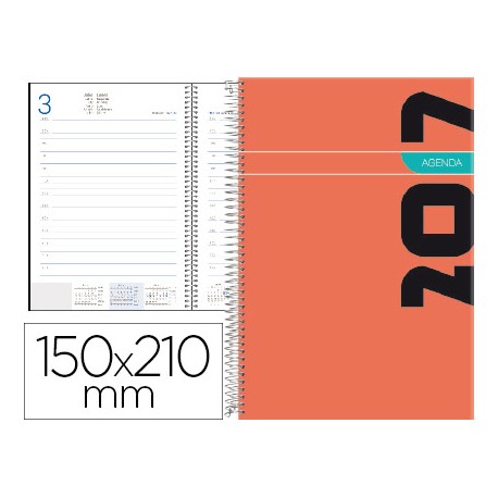 AGENDA DE ESPIRAL LIDERPAPEL SYROS 15X21 CM 2017 DIA PAGINA SIMPLE ESPIRAL COLOR ROJO