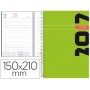 AGENDA DE ESPIRAL LIDERPAPEL SYROS 15X21 CM 2017 DIA PAGINA SIMPLE ESPIRAL COLOR VERDE
