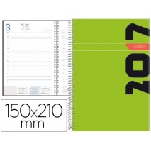 AGENDA DE ESPIRAL LIDERPAPEL SYROS 15X21 CM 2017 DIA PAGINA SIMPLE ESPIRAL COLOR VERDE
