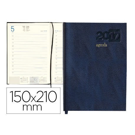 AGENDA ENCUADERNADA LIDERPAPEL CORFU 15X21 CM 2017 DIA PAGINA COLOR AZUL PAPEL 60 GR