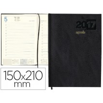AGENDA ENCUADERNADA LIDERPAPEL CORFU 15X21 CM 2017 DIA PAGINA COLOR NEGRO PAPEL 60 GR