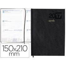 AGENDA ENCUADERNADA LIDERPAPEL CORFU 15X21 CM 2017 SEMANA VISTA COLOR NEGRO PAPEL 60 GR