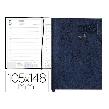 AGENDA ENCUADERNADA LIDERPAPEL CORFU MINI 2017 DIA PAGINA COLOR AZUL PAPEL 60 GR