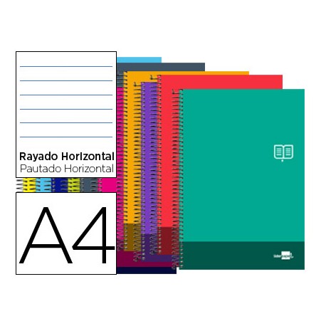 BLOC ESPIRAL LIDERPAPEL A4 MICRO DISCOVER TAPA CARTONCILLO 80H 80G HORIZONTAL DOBLE MARGEN 4 TALADRO
