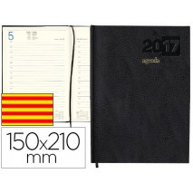 AGENDA ENCUADERNADA LIDERPAPEL CORFU 15X21 CM 2017 DIA PAGINA NEGRO PAPEL 60 GR TEXTO EN CATALAN