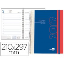 AGENDA ESPIRAL LIDERPAPEL TINOS DIN-A4 2017 DIA PAGINA PORTADA POLIPROPILENO PERSONALIZABLE