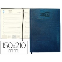 AGENDA ENCUADERNADA LIDERPAPEL CRETA 15X21 CM 2017 DIA PAGINA COLOR AZUL PAPEL 70 GRS