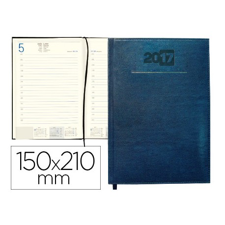 AGENDA ENCUADERNADA LIDERPAPEL CRETA 15X21 CM 2017 DIA PAGINA COLOR AZUL PAPEL 70 GRS