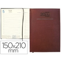 AGENDA ENCUADERNADA LIDERPAPEL CRETA 15X21 CM 2017 DIA PAGINA COLOR BURDEOS PAPEL 70 GRS