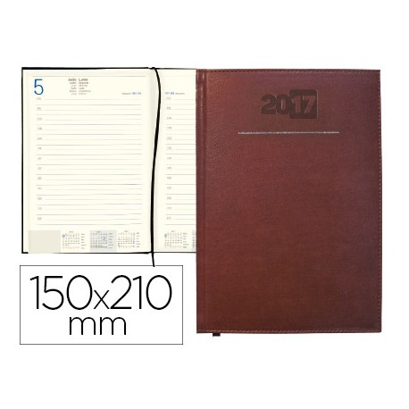 AGENDA ENCUADERNADA LIDERPAPEL CRETA 15X21 CM 2017 DIA PAGINA COLOR BURDEOS PAPEL 70 GRS