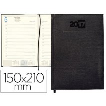 AGENDA ENCUADERNADA LIDERPAPEL CRETA 15X21 CM 2017 DIA PAGINA COLOR NEGRO PAPEL 70 GRS