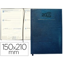 AGENDA ENCUADERNADA LIDERPAPEL CRETA 15X21 CM 2017 SEMANA VISTA COLOR AZUL PAPEL 70 GRS AHUESADO