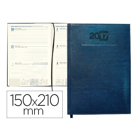 AGENDA ENCUADERNADA LIDERPAPEL CRETA 15X21 CM 2017 SEMANA VISTA COLOR AZUL PAPEL 70 GRS AHUESADO