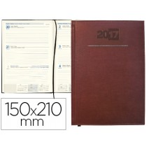 AGENDA ENCUADERNADA LIDERPAPEL CRETA 15X21 CM 2017 SEMANA VISTA COLOR BURDEOS PAPEL 70 GRS
