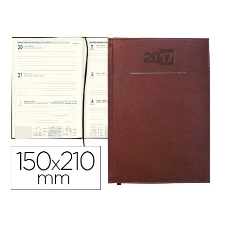 AGENDA ENCUADERNADA LIDERPAPEL CRETA 15X21 CM 2017 SEMANA VISTA COLOR BURDEOS PAPEL 70 GRS