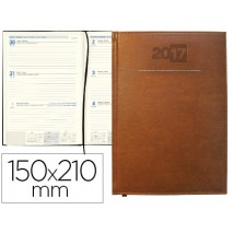 AGENDA ENCUADERNADA LIDERPAPEL CRETA 15X21 CM 2017 SEMANA VISTA COLOR MARRON PAPEL 70 GRS AHUESADO