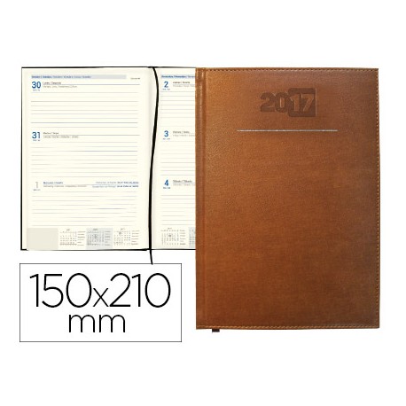 AGENDA ENCUADERNADA LIDERPAPEL CRETA 15X21 CM 2017 SEMANA VISTA COLOR MARRON PAPEL 70 GRS AHUESADO