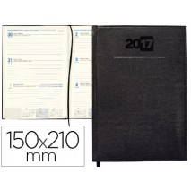 AGENDA ENCUADERNADA LIDERPAPEL CRETA 15X21 CM 2017 SEMANA VISTA COLOR NEGRO PAPEL 70 GRS AHUESADO