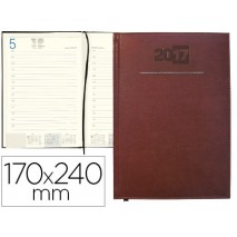 AGENDA ENCUADERNADA LIDERPAPEL CRETA 17X24 CM 2017 DIA PAGINA COLOR BURDEOS PAPEL 70 GRS