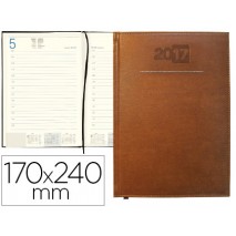 AGENDA ENCUADERNADA LIDERPAPEL CRETA 17X24 CM 2017 DIA PAGINA COLOR MARRON PAPEL 70G