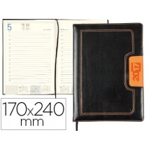 AGENDA ENCUADERNADA LIDERPAPEL DORIOS 17X24 CM 2017 DIA PAGINA COLOR NEGRO Y NARANJA PAPEL 70 GRS
