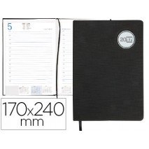 AGENDA ENCUADERNADA LIDERPAPEL KILKIS 17X24 CM 2017 DIA PAGINA COLOR NEGRO PAPEL 70 GRS