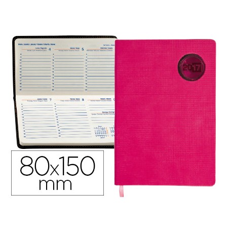 AGENDA ENCUADERNADA LIDERPAPEL KILKIS 8X15 CM 2017 SEMANA VISTA COLOR ROSA PAPEL 70 GRS