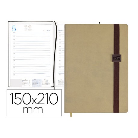 AGENDA ENCUADERNADA LIDERPAPEL LARISIS 15X21 CM 2017 DIA PAGINA COLOR BEIGE PAPEL 70 GRS