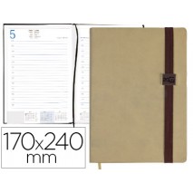 AGENDA ENCUADERNADA LIDERPAPEL LARISIS 17X24 CM 2017 DIA PAGINA COLOR BEIGE PAPEL 70 GRS